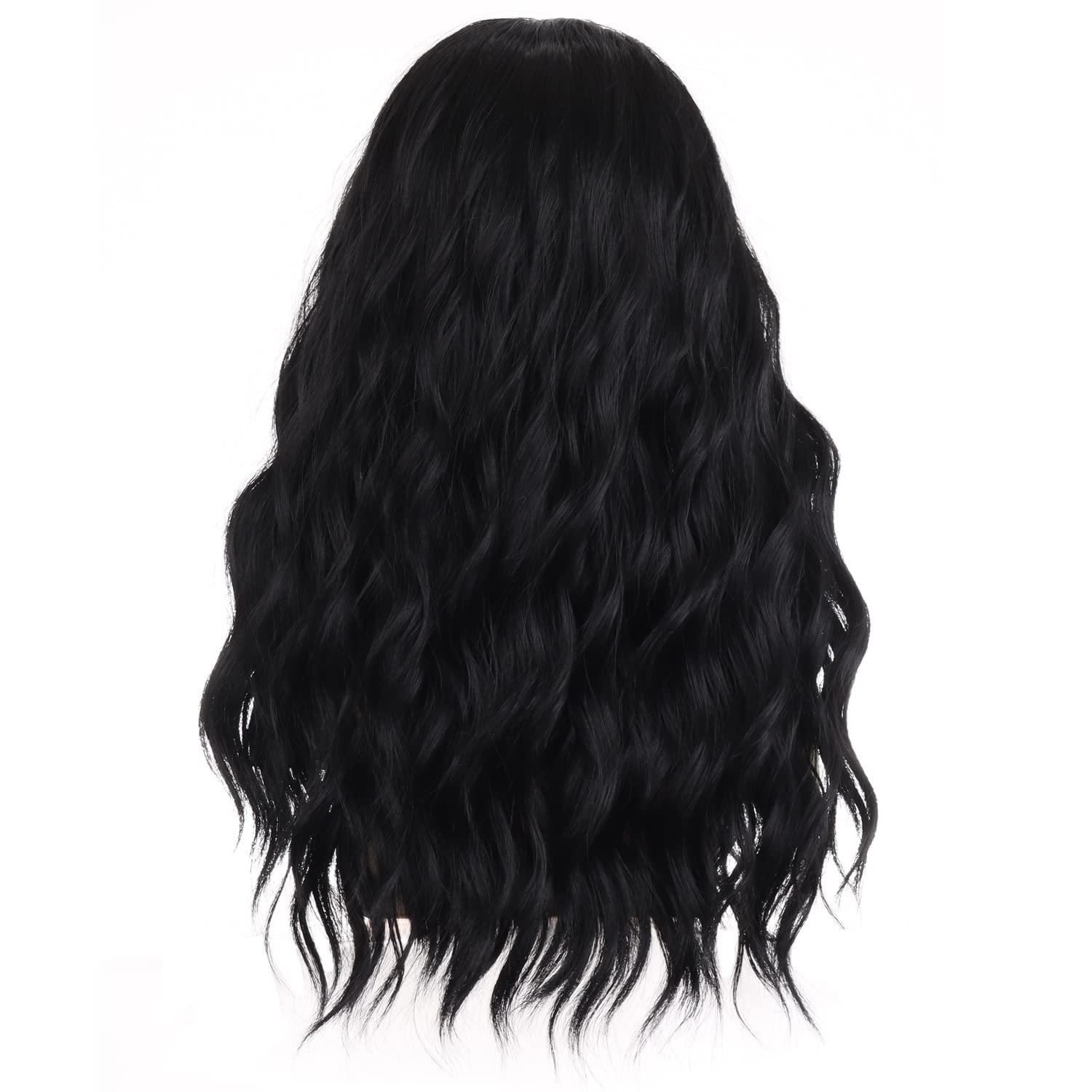 imageMens Light Blonde Wig Long Wavy Blonde Wig for Men Male Shoulder Length Hair Synthetic WigsBlack