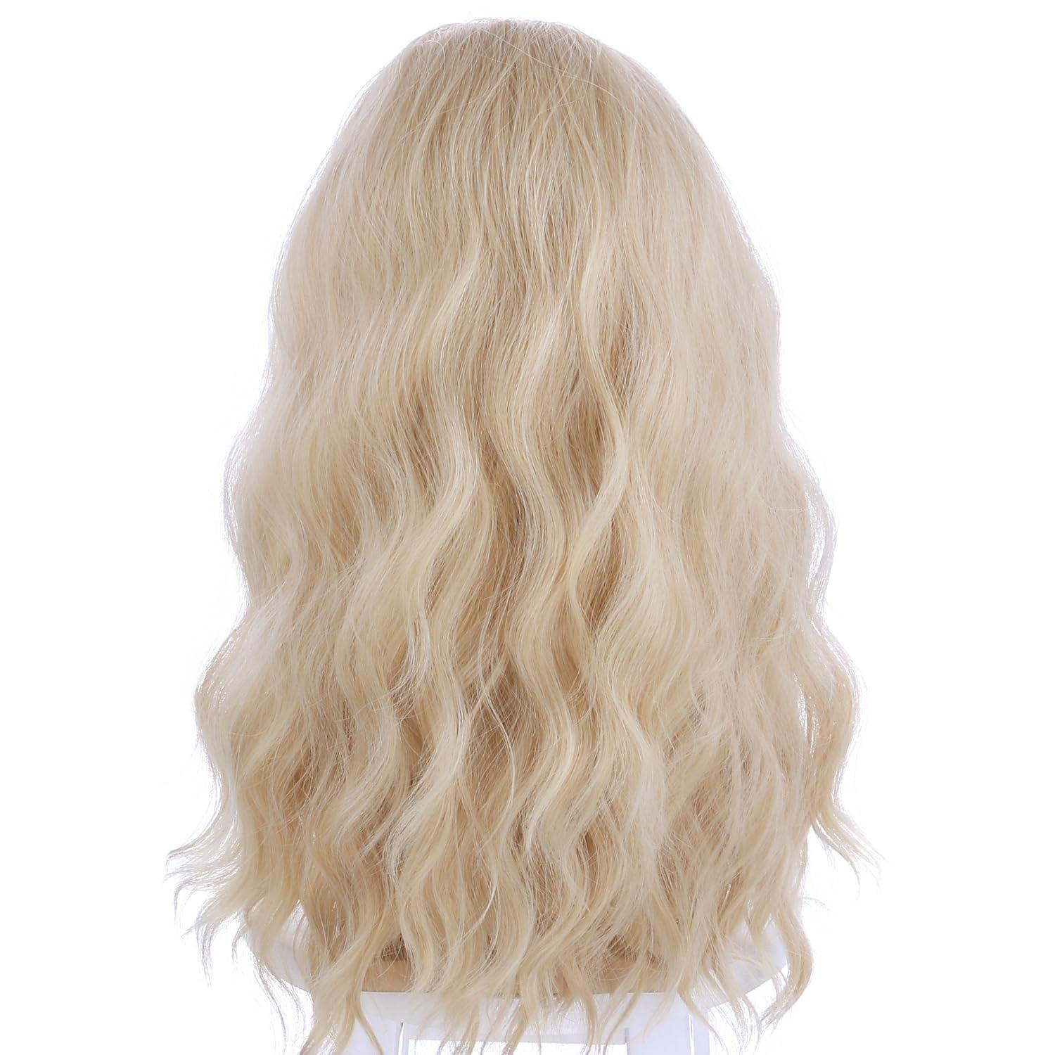 imageMens Light Blonde Wig Long Wavy Blonde Wig for Men Male Shoulder Length Hair Synthetic WigsMixed Blonde