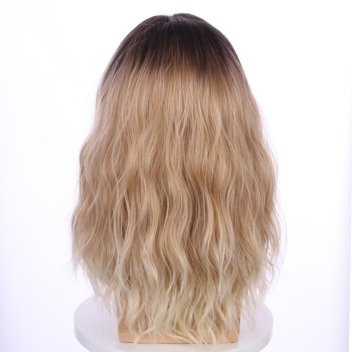 imageMens Light Blonde Wig Long Wavy Blonde Wig for Men Male Shoulder Length Hair Synthetic WigsOmbre Blonde