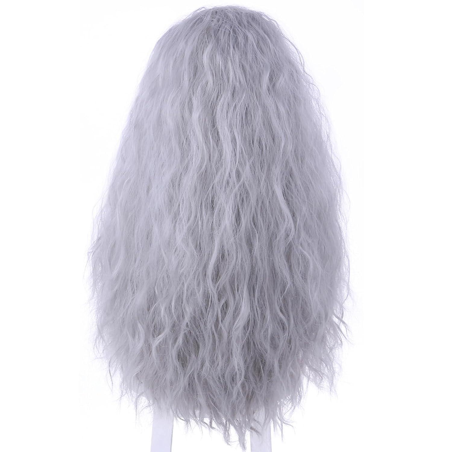 imageMens Wigs and Beard Long Gray Wig for Men Long Gray Cosplay Halloween Costume Synthetic Wigs with Wig CapGray