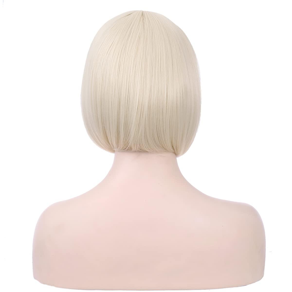 imagePlatinum White Bob Wig Short Platinum Wig with Bangs for Women and Girls Synthetic Bob Wig Platinum