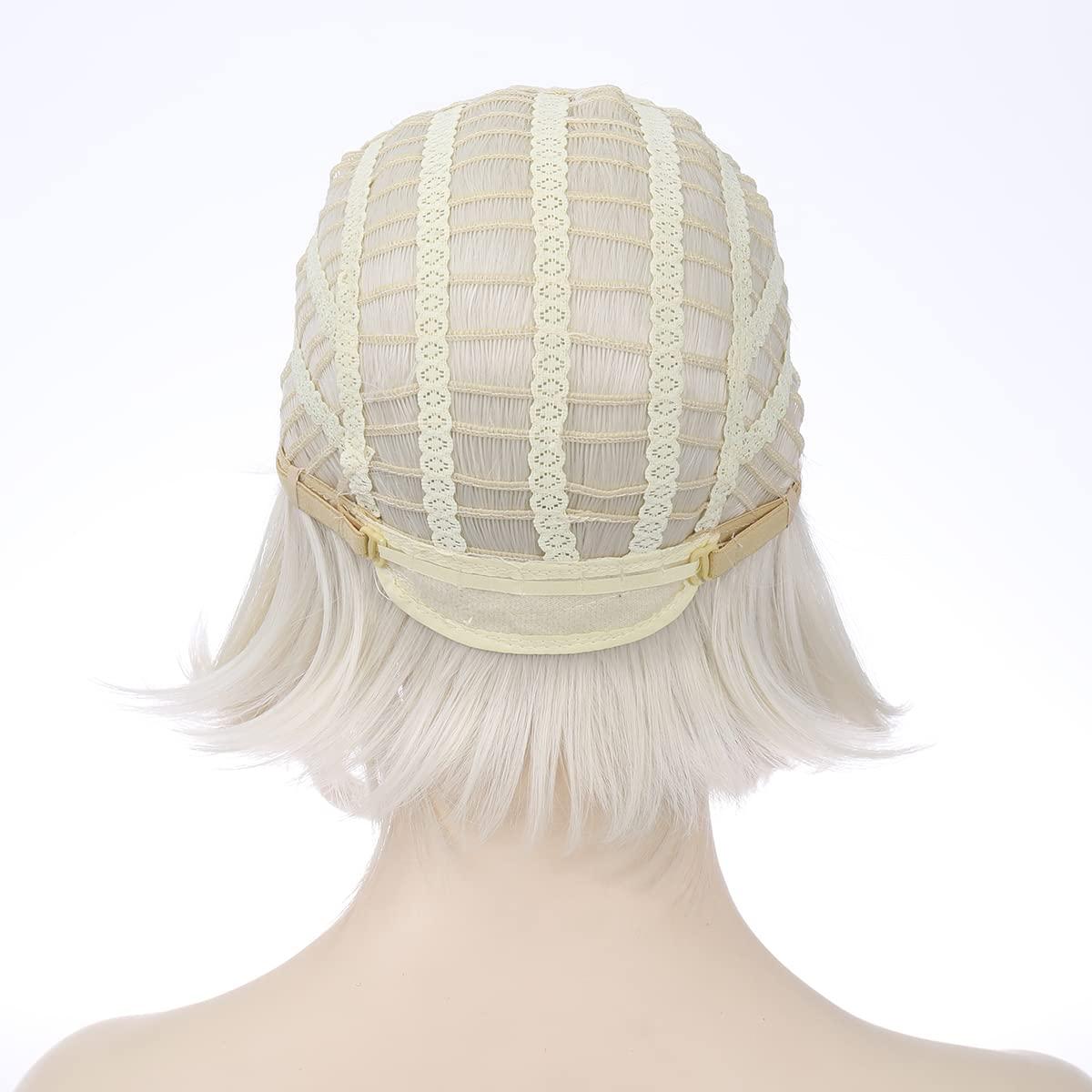 imagePlatinum White Bob Wig Short Platinum Wig with Bangs for Women and Girls Synthetic Bob Wig Platinum