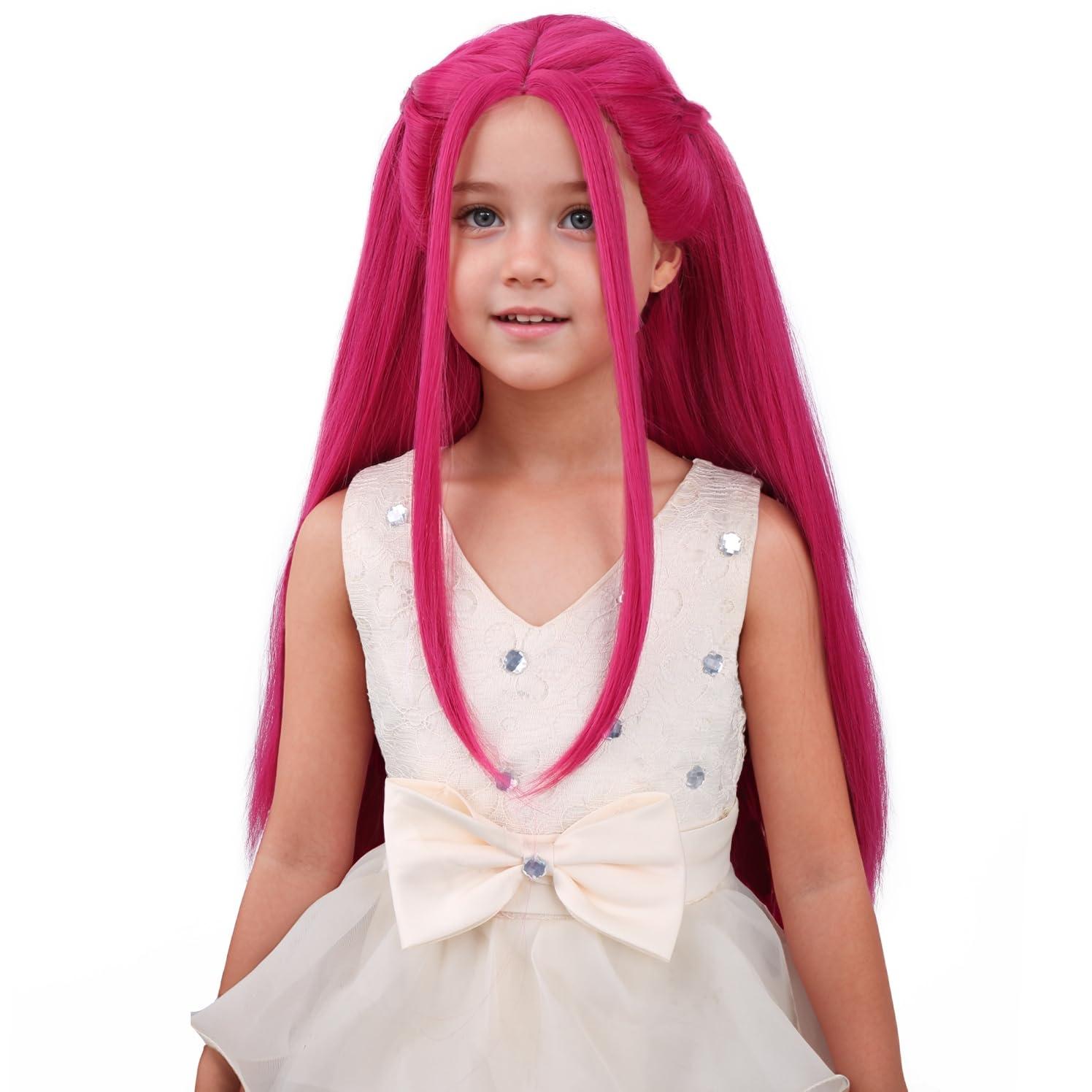 imagePurple Pink Wig Long Wavy Wig Purple and Hot Pink Wigs for Women Heat Resistant Synthetic Hair Womens Costume Cosplay Party WigsHot Pink