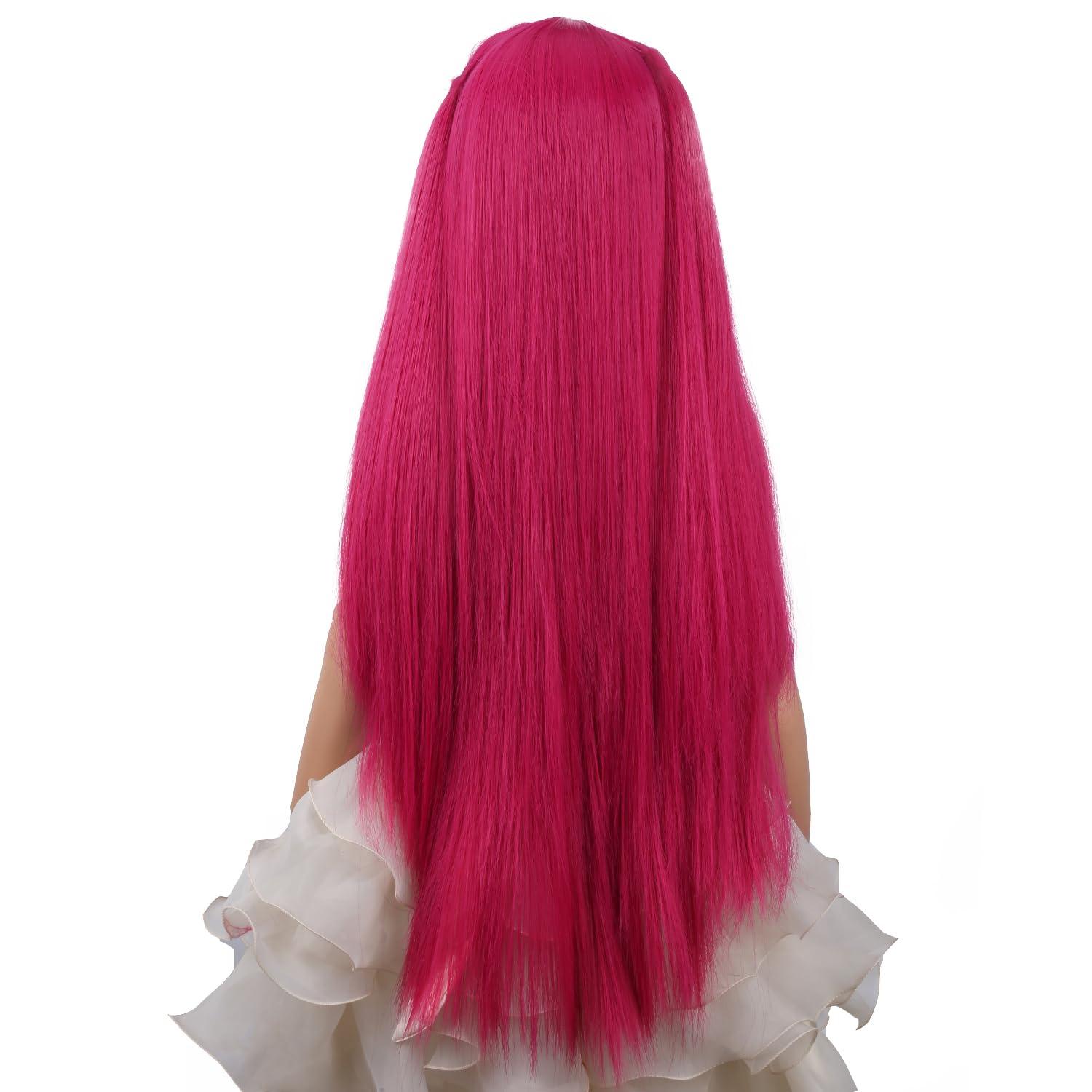 imagePurple Pink Wig Long Wavy Wig Purple and Hot Pink Wigs for Women Heat Resistant Synthetic Hair Womens Costume Cosplay Party WigsHot Pink