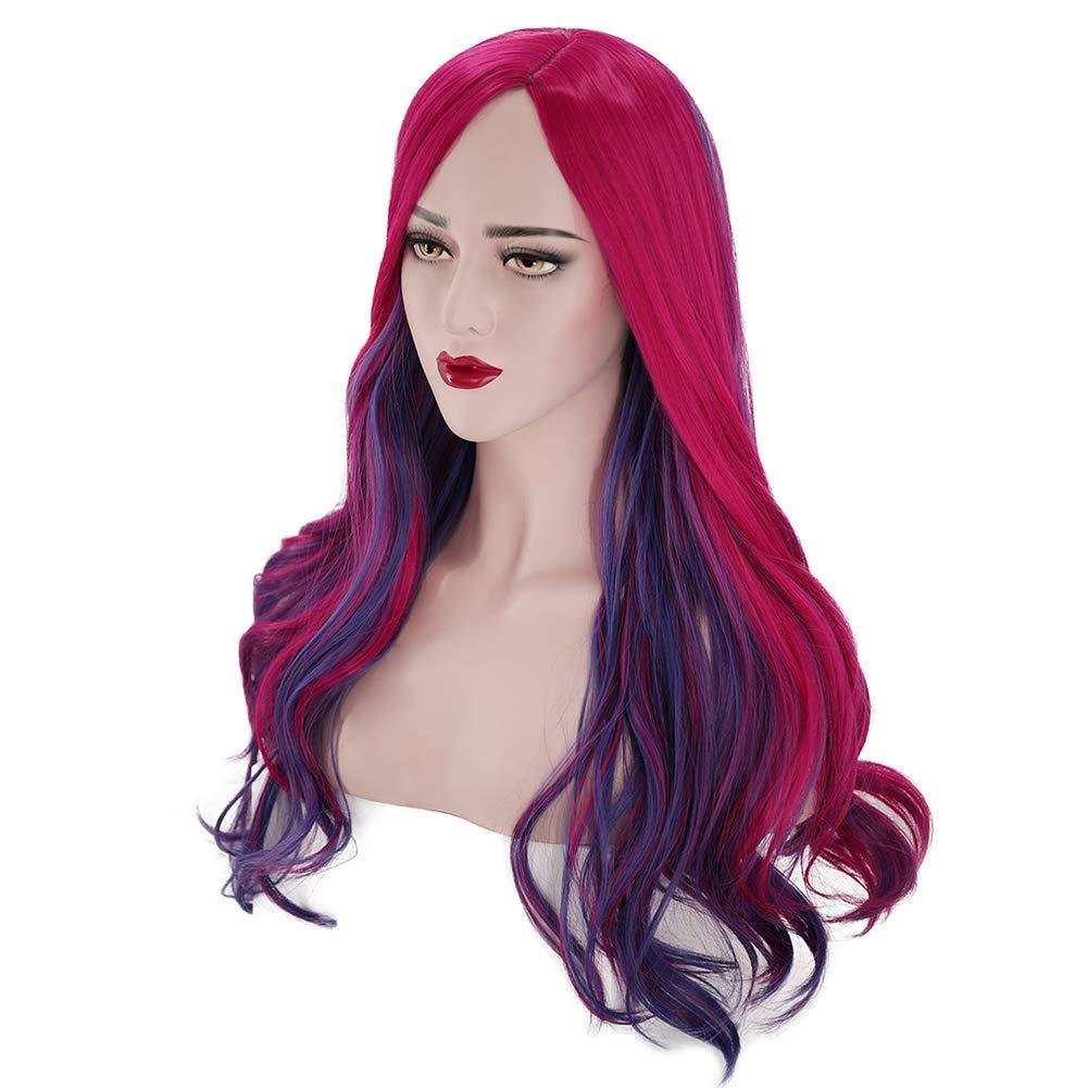 imagePurple Pink Wig Long Wavy Wig Purple and Hot Pink Wigs for Women Heat Resistant Synthetic Hair Womens Costume Cosplay Party WigsPurple Pink