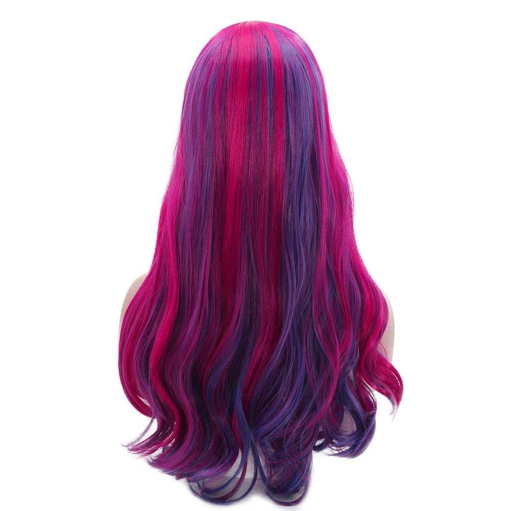 imagePurple Pink Wig Long Wavy Wig Purple and Hot Pink Wigs for Women Heat Resistant Synthetic Hair Womens Costume Cosplay Party WigsPurple Pink