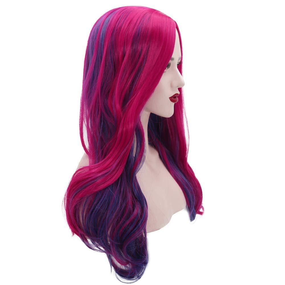 imagePurple Pink Wig Long Wavy Wig Purple and Hot Pink Wigs for Women Heat Resistant Synthetic Hair Womens Costume Cosplay Party WigsPurple Pink