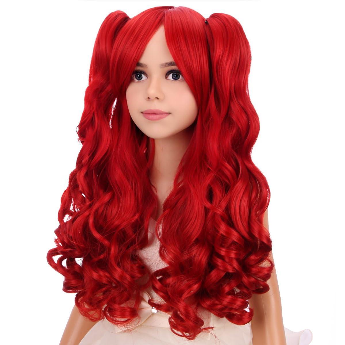 imagePurple Pink Wig Long Wavy Wig Purple and Hot Pink Wigs for Women Heat Resistant Synthetic Hair Womens Costume Cosplay Party WigsRed