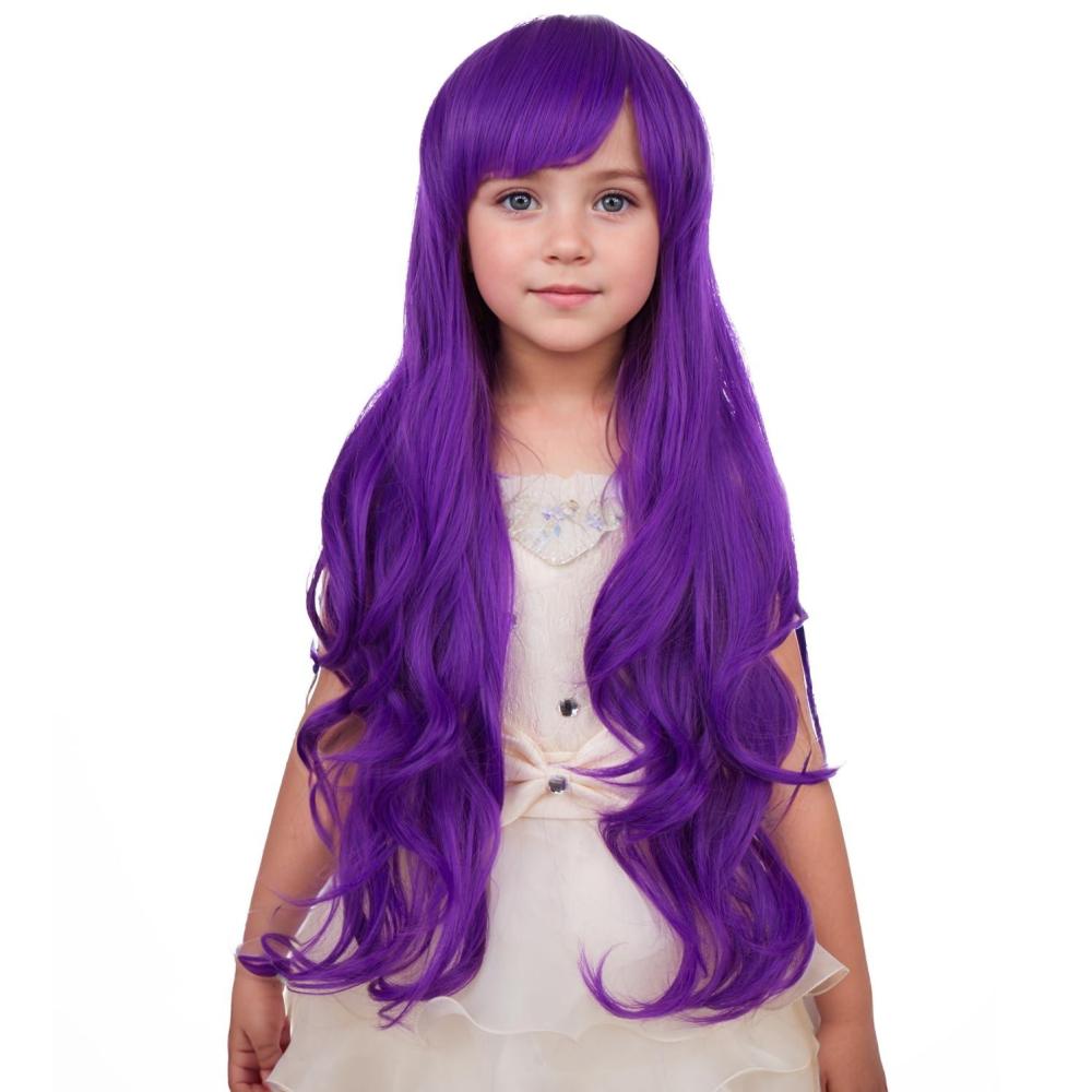 image14 Inches Rainbow Wig Short Wavy Pastel Wig with Bangs Multi Color Wigs for Women Girls Heat Resistant Synthetic Cosplay Costume WigsDark Purple