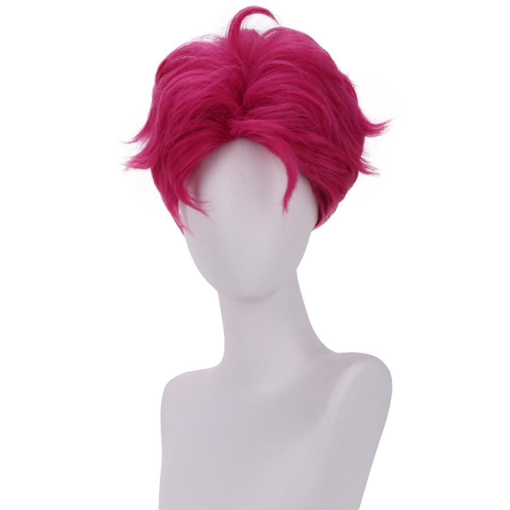 imageBlonde Mens Wigs Short Straight Layer Wigs for Men Male Blonde Short Wig Natural Synthetic Hair Wig Cosplay Party Costume WigPurple