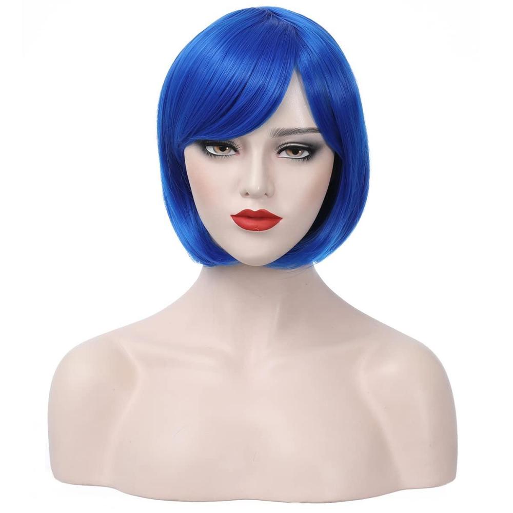 imageGinger Bob Wig for Women Short Orange Bob Wig with Bangs Short Straight Synthetic WigsGingerRoyal Blue