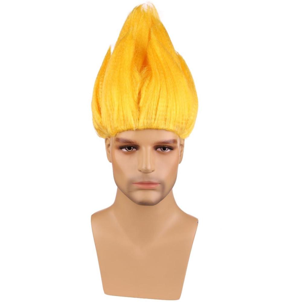 imageKids Flame Fire Wig Children Boys Orange Ombre Wig Cosplay Costume Synthetic Hair WigsYellow
