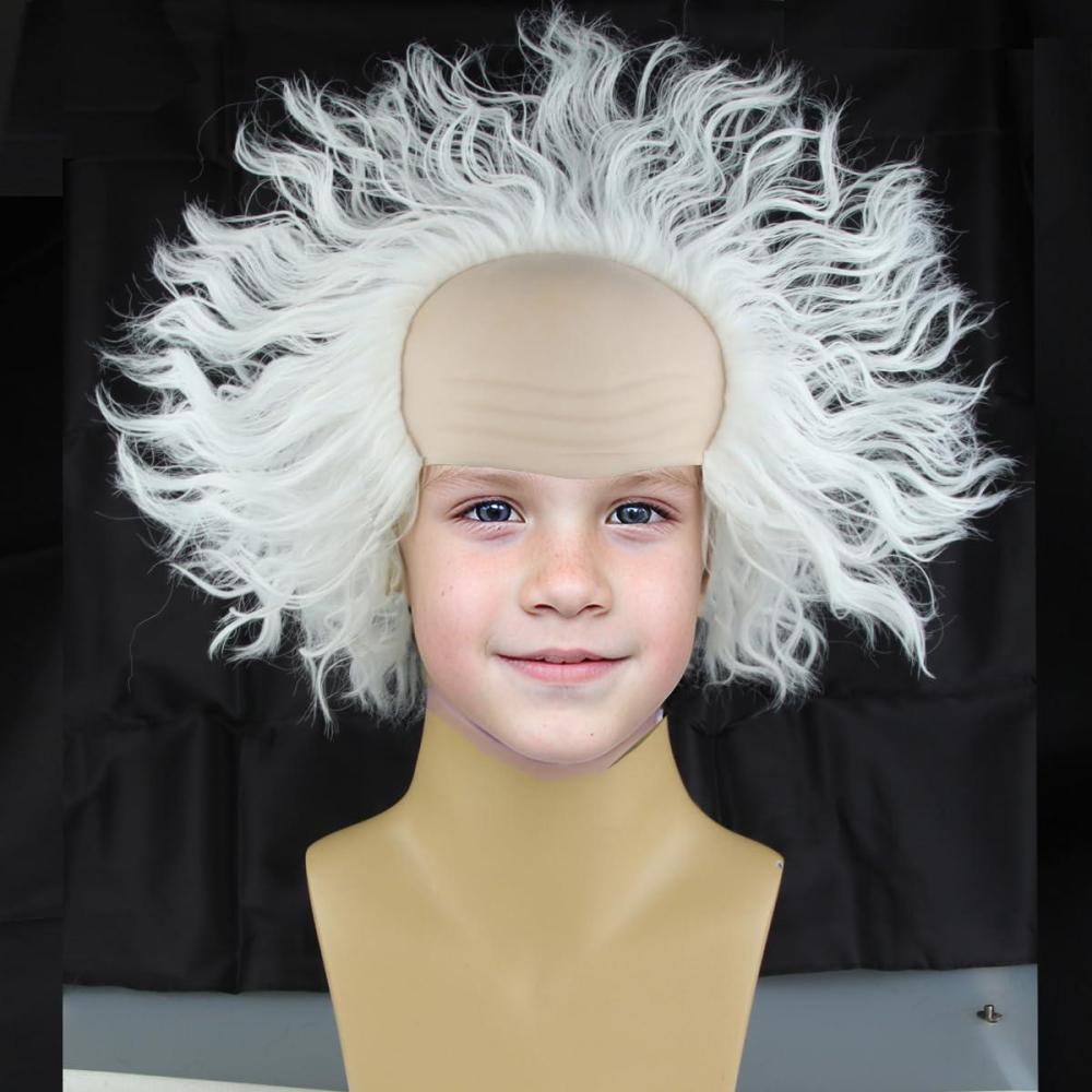 imageKids Green Wig with Bald Cap Child Short Ombre Green Wig Fluffy Wavy Wigs Cosplay Costume Halloween WigsWhite