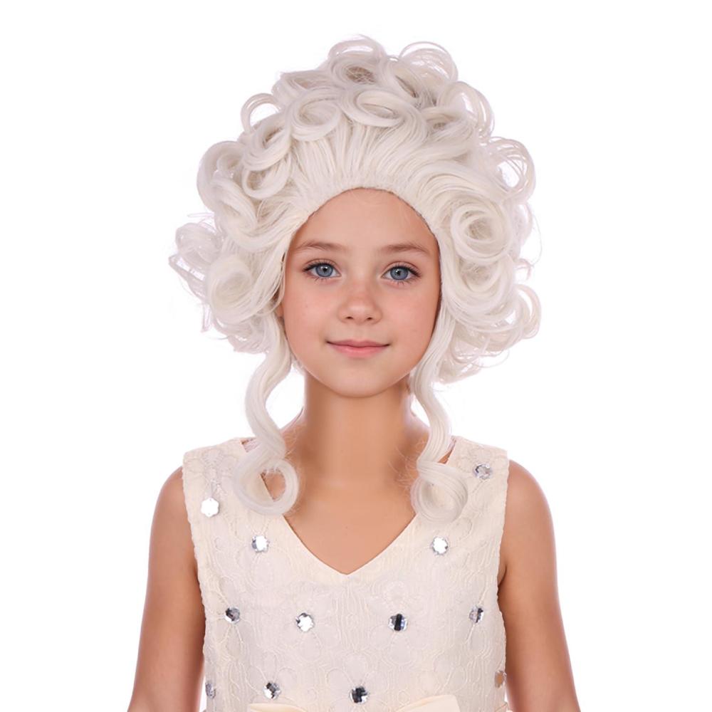 imageKids Platinum Blonde Wig Girls Short Wavy Curly Blonde Beehive Wigs Children Cosplay Halloween Costume Wigs
