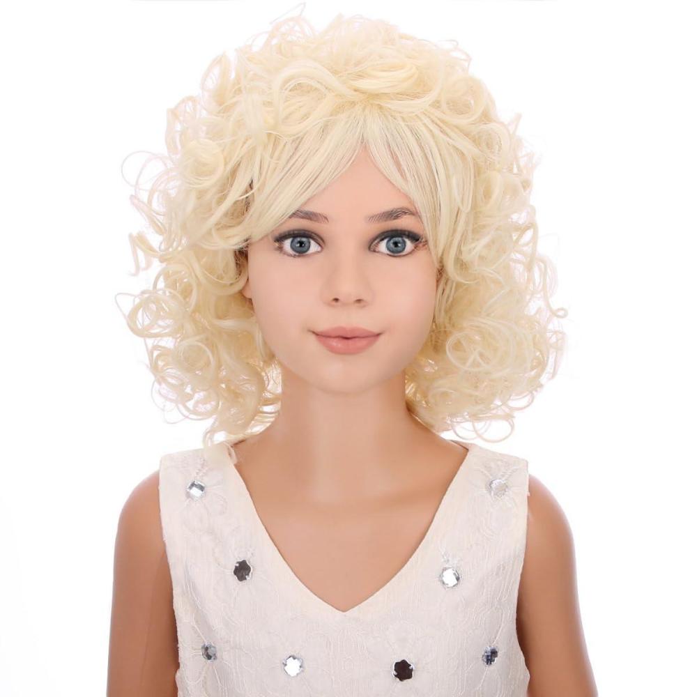 imageLong Curly Blonde Wig for Kids Girls Light Blonde Wig Shoulder Length Blonde Synthetic Wig with Wig Cap