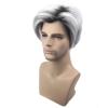 image80s Brown Male Wig Mens Mullet Punk Rocker Light Brown Curly Wig Cosplay Halloween Synthetic HairDark Root Grey White