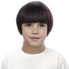 imageBoys Dark Brown Mushroom Wig Kids Short Brown Bowl Cut Wigs Children Synthetic Wigs for Halloween Cosplay Party CostumeBrown