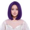 imageKids Dark Purple Wig Girls Short Purple Straight Wig Child Middle Part Bob Wigs Synthetic Cosplay Party Halloween Wigs