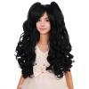 imageKids Long Curly Black Wig Child Girls Black Long Wigs with 2 Ponytails Black Wigs with Bangs Synthetic Wig with Wig Cap