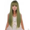 imageMatcha Green Wig for Girls Kids Green Wig with Bangs Child Long Straight Green Synthetic Wig with Wig Cap