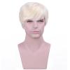 imageMens Blonde Wig Short Straight Blonde Wig Male Wig Heat Resistant Synthetic Wig with Scarf