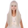 imagePlatinum Blonde Wig with Bangs for Kids Girls Long White Blonde Straight Wig for Child Heat Resistant Synthetic Wig with Wig Cap