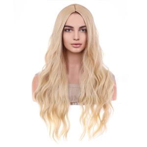 27 Inches Blonde Wig Long Wavy Ash Blonde Wig for Women Girls Milddle Part Curly Wigs Heat Resistant Synthetic Cosplay Wigs(Ash Blonde)
