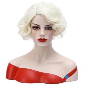 Blonde Wig Short Curly Blonde Wig for Women and Girls Natural Wavy Heat Resistant Synthetic Hair Halloween Cosplay Party Costume Daily Wig (Platinum Blonde)(Platinum Blonde)