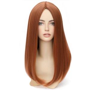 Dark Orange for Women Long Straight Orange Wig Ginger Wigs Auburn Wigs Heat Resistant Synthetic Hair(Dark Orange)