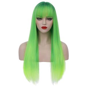 Dark Orange for Women Long Straight Orange Wig Ginger Wigs Auburn Wigs Heat Resistant Synthetic Hair(Green)
