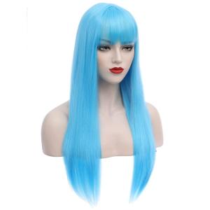 Dark Orange for Women Long Straight Orange Wig Ginger Wigs Auburn Wigs Heat Resistant Synthetic Hair(Light Blue)