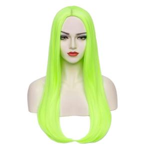 Fluorescent Green Long Straight Wig Lime Green Wig for Women Middle Part Silky Straight Hair(Fluorescent Green)