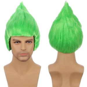 Kids Flame Fire Wig Children Boys Orange Ombre Wig Cosplay Costume Synthetic Hair Wigs(Green)