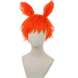 Kids Orange Wig Child Short Orange Wig with Detachable Ears Halloween Cosplay Costume Wig