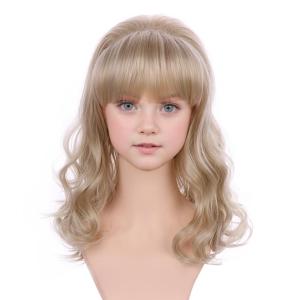 Light Blonde Beehive Wig for Girls Kids Long Blonde Wavy Curly Wigs Children Synthetic Cosplay Costume Halloween Wig