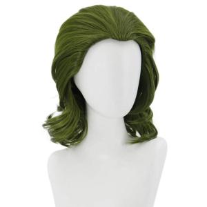 Men’s Green Wig Short Wavy Dark Green Wig for Men Boys Synthetic Hair Wigs Cosplay Costume Wigs(Dark Green)