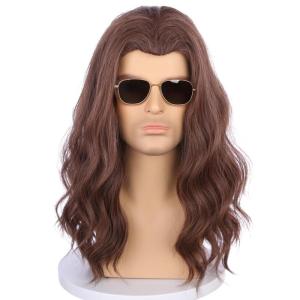 Mens Light Blonde Wig Long Wavy Blonde Wig for Men Male Shoulder Length Hair Synthetic Wigs(Light Brown)