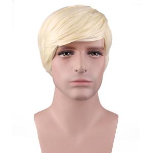 Mens Short Blonde Wig Light Blonde Wig for Men Natural Hair Men Toupees Synthetic Wig with Wig Cap(Light Blonde)(Light Blonde)