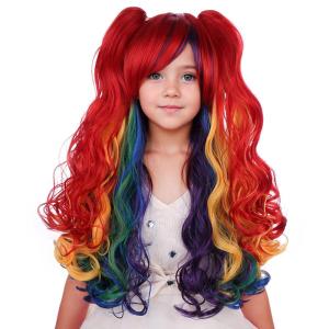 Purple Pink Wig Long Wavy Wig Purple and Hot Pink Wigs for Women Heat Resistant Synthetic Hair Women’s Costume Cosplay Party Wigs(Colorful)