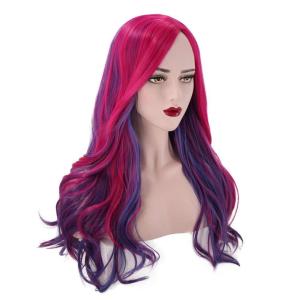 Purple Pink Wig Long Wavy Wig Purple and Hot Pink Wigs for Women Heat Resistant Synthetic Hair Women’s Costume Cosplay Party Wigs(Purple Pink)