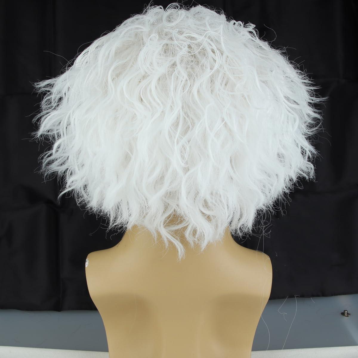 imageMen s Brown Wig with Black HeadBand Fans Wig Party Cosplay Guy male Hair Replacement Wig BrownWhite