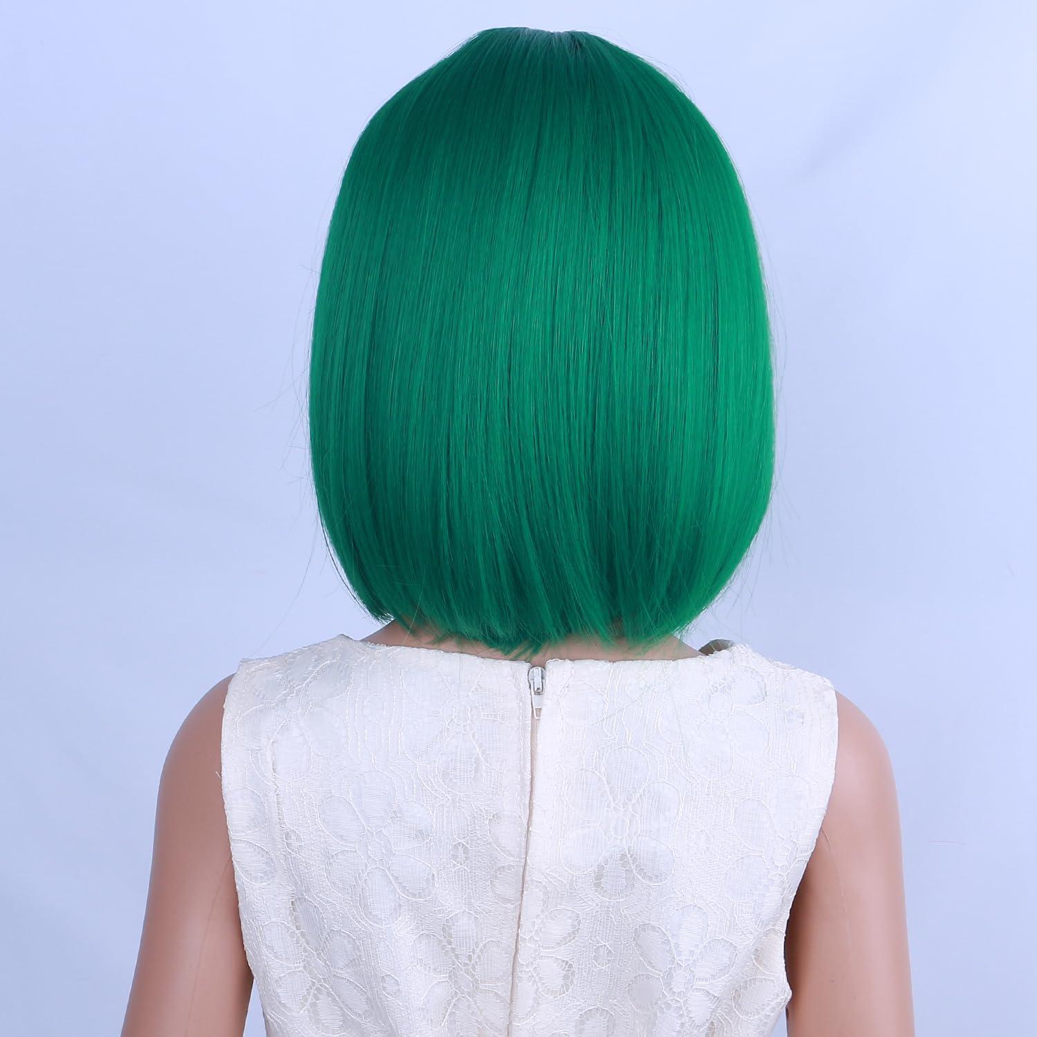 image:imageKids Black Wig Child Black bob Wig Short Black Wig for Girls Cosplay Party Synthetic Rose Net Daily Wear Wig BlackGreen