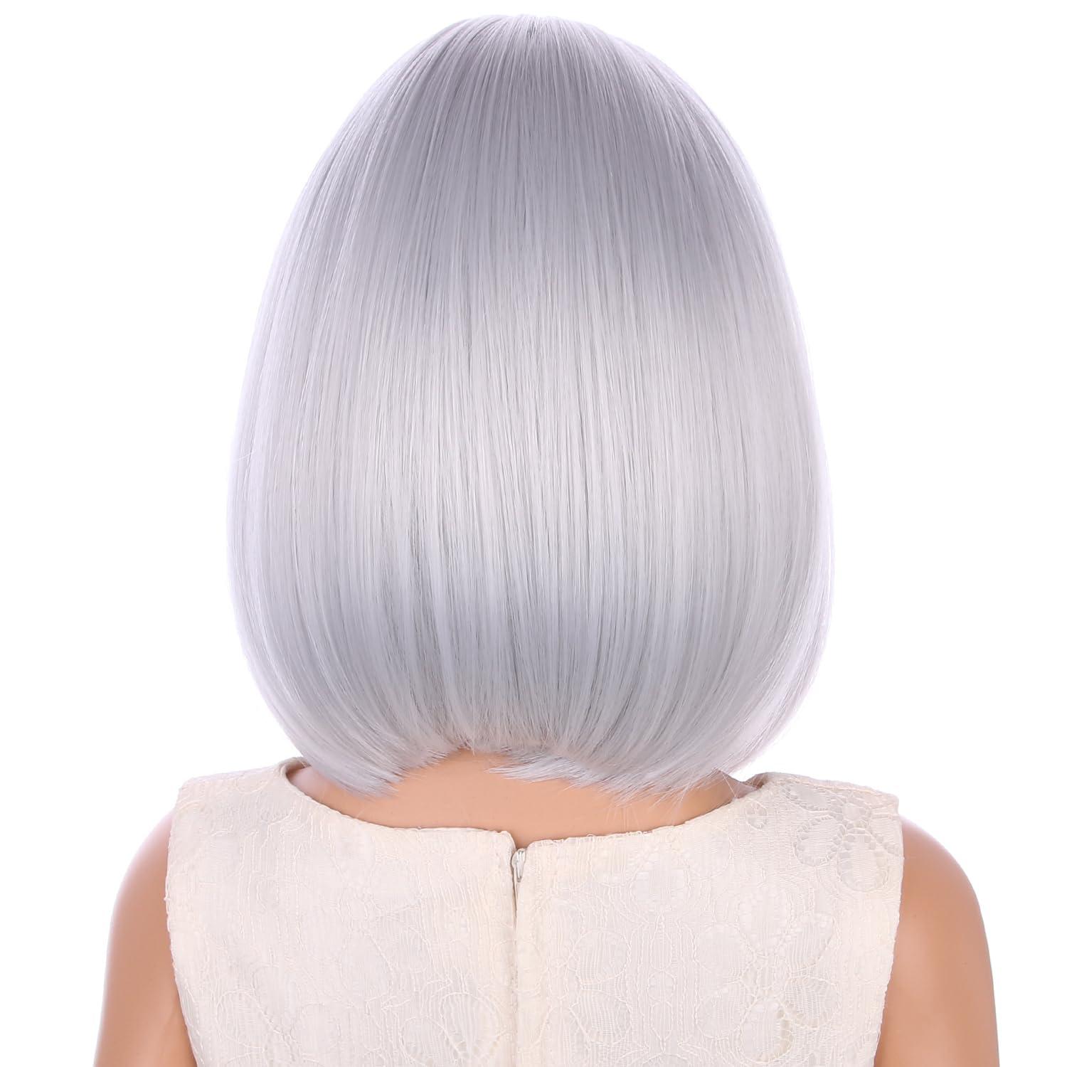 image:imageKids Black Wig Child Black bob Wig Short Black Wig for Girls Cosplay Party Synthetic Rose Net Daily Wear Wig BlackGrey