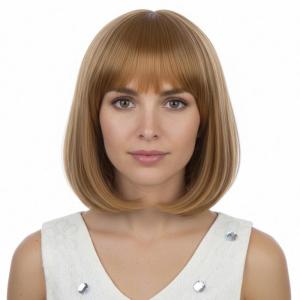 Kids Black Wig Child Black bob Wig Short Black Wig for Girls Cosplay Party Synthetic Rose Net Daily Wear Wig (Black)(Strawberry Blonde)
