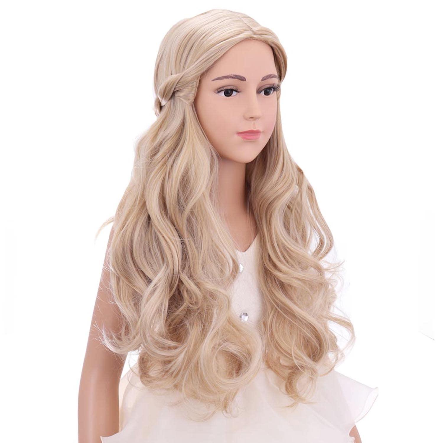image:imageSilver Gray Wig Long Curly Wavy Gray Wigs Women Middle Part Synthetic WigsBlonde
