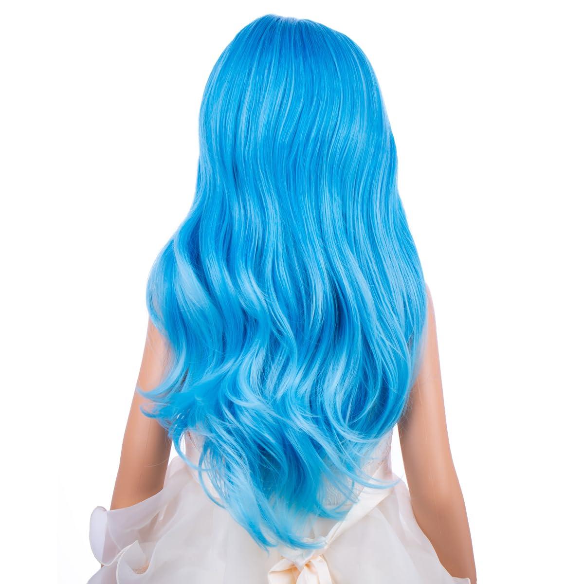 image:imageSilver Gray Wig Long Curly Wavy Gray Wigs Women Middle Part Synthetic WigsBlue