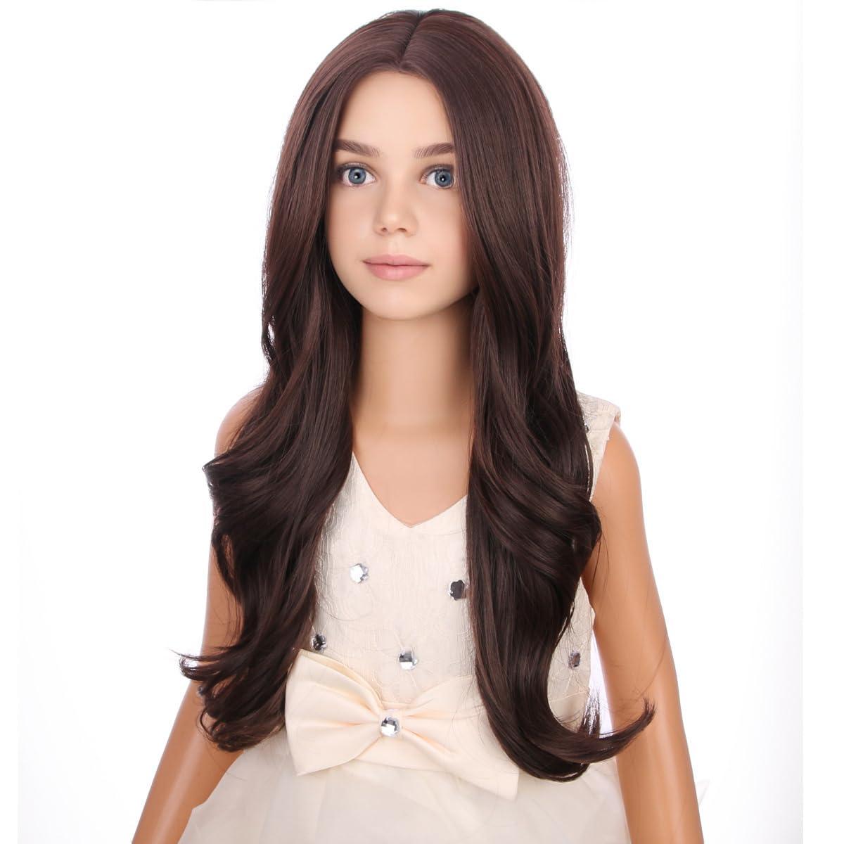image:imageSilver Gray Wig Long Curly Wavy Gray Wigs Women Middle Part Synthetic WigsBrown