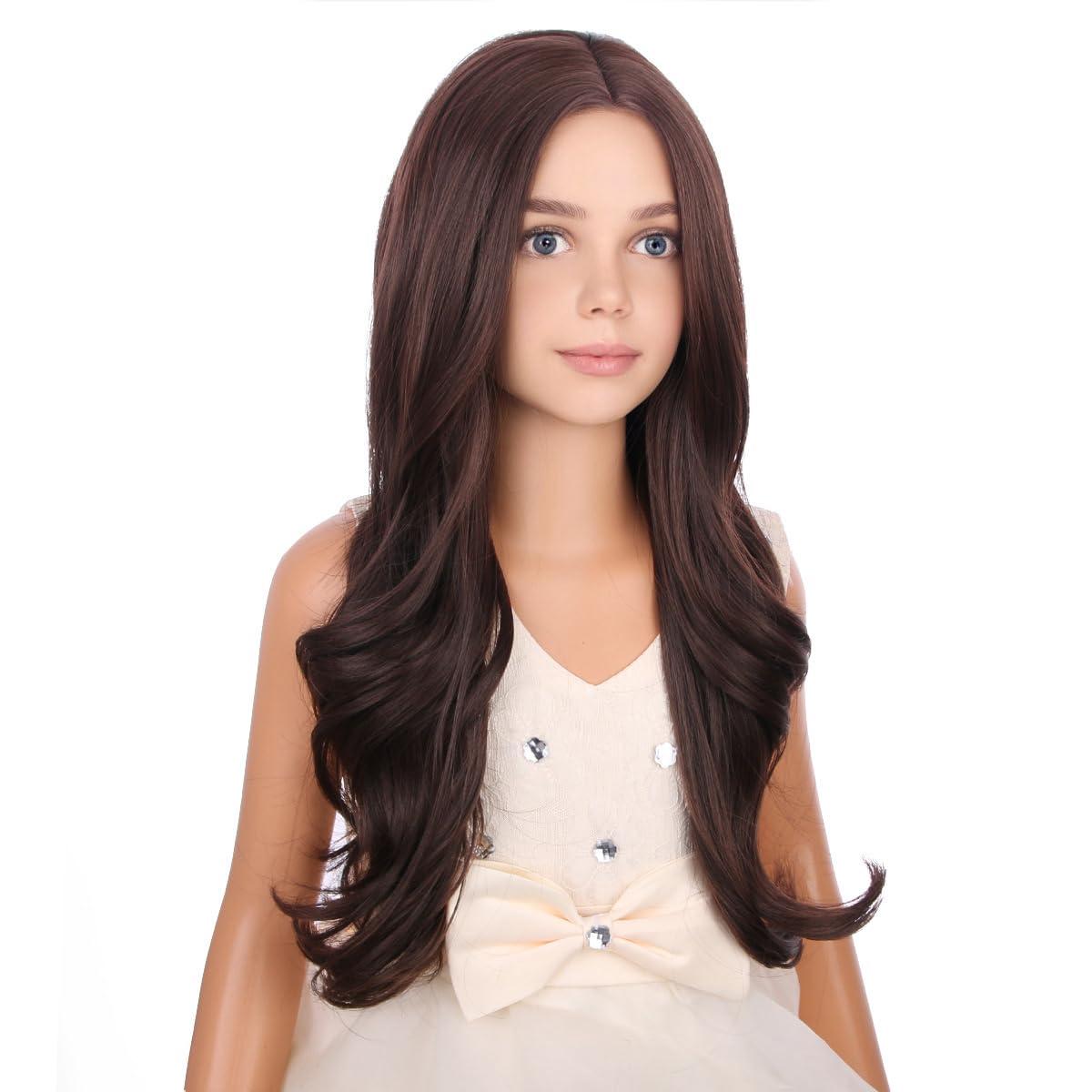 image:imageSilver Gray Wig Long Curly Wavy Gray Wigs Women Middle Part Synthetic WigsBrown