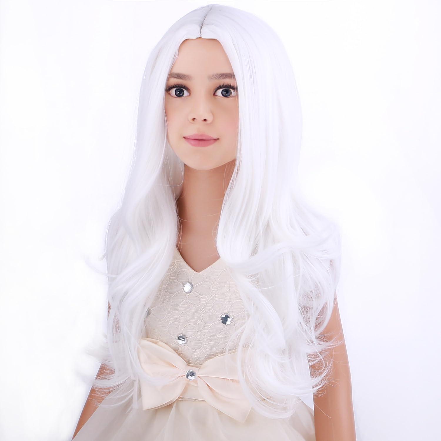 image:imageSilver Gray Wig Long Curly Wavy Gray Wigs Women Middle Part Synthetic WigsWhite