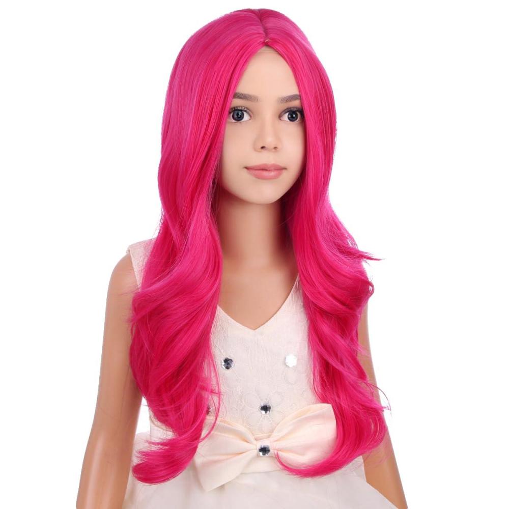 image:imageSilver Gray Wig Long Curly Wavy Gray Wigs Women Middle Part Synthetic WigsHot Pink